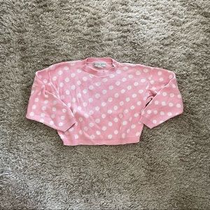 Vintage pink polka dot crop sweater sz M